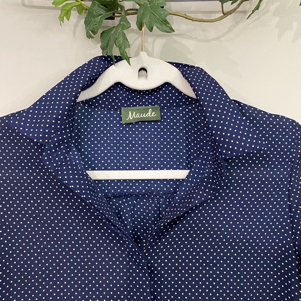Casual polka dot blue button shirt size M - Picture 8 of 8